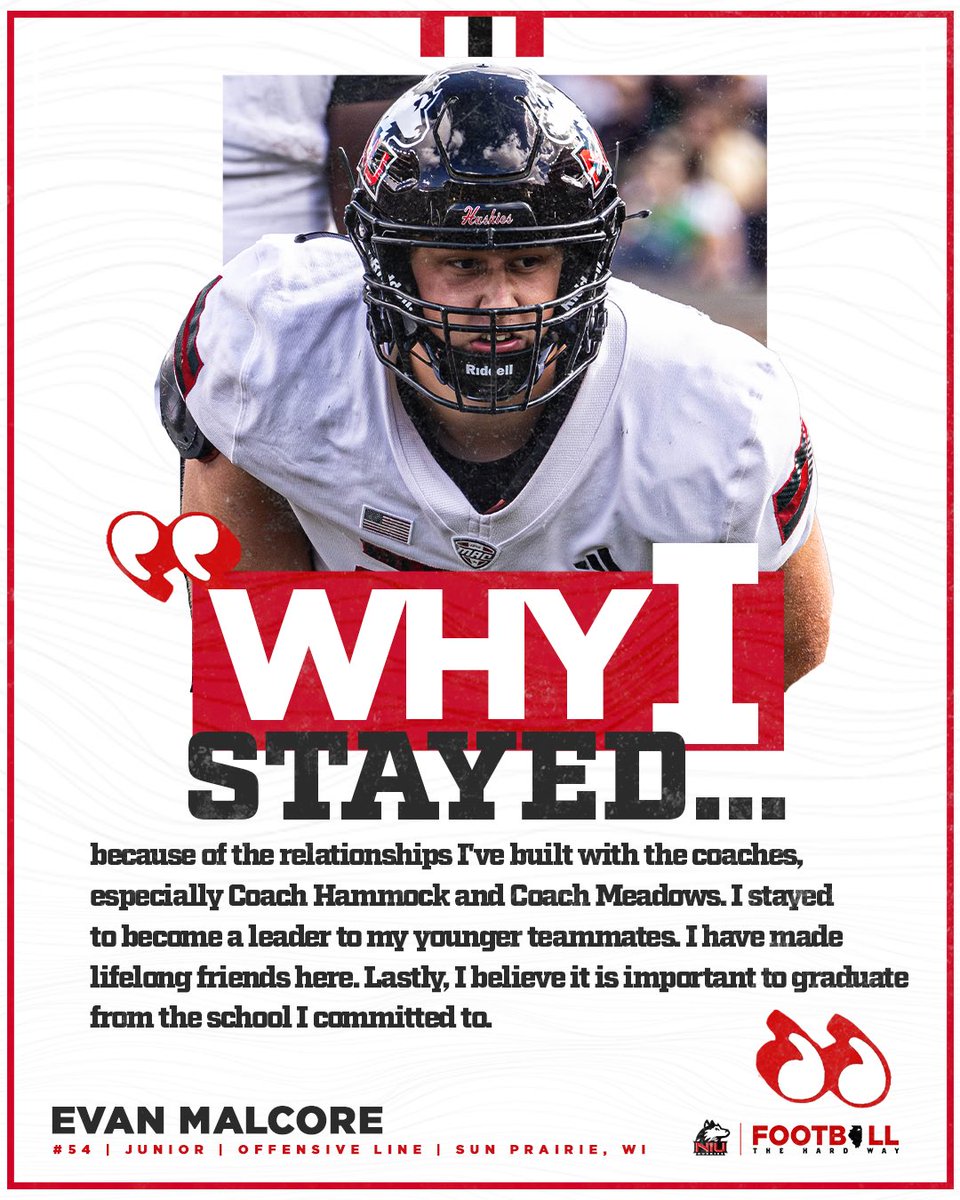 NIU_Football's tweet image. A true leader of the program.🫡@evanmalcore
#HuntForOne 🐾 | #TheHardWay 🦴