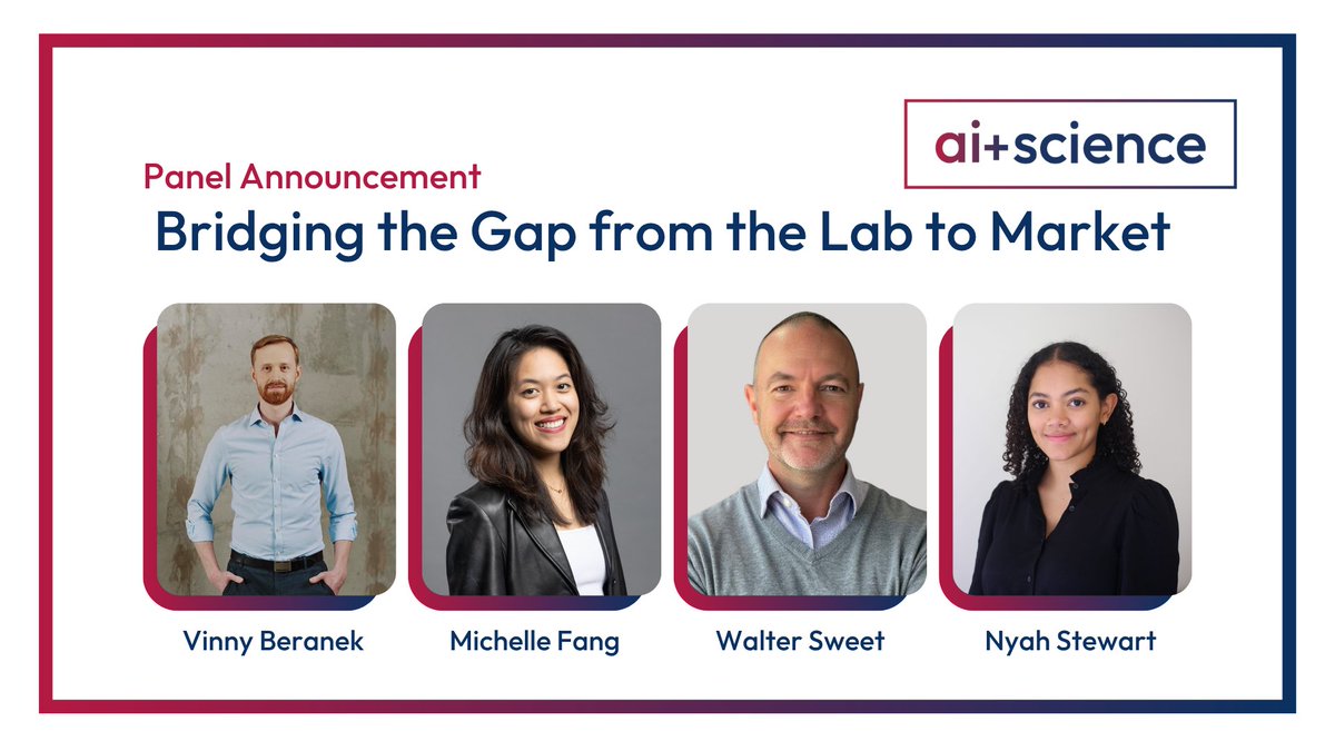 scsp_ai's tweet image. #SCSPTech is thrilled to announce another incredible panel at the AI+ Science Summit!
Join us for "Bridging the Gap from the Lab to Market," where we'll explore how to transform cutting-edge AI and scientific research into real-world impact. This discussion will feature Vinny…