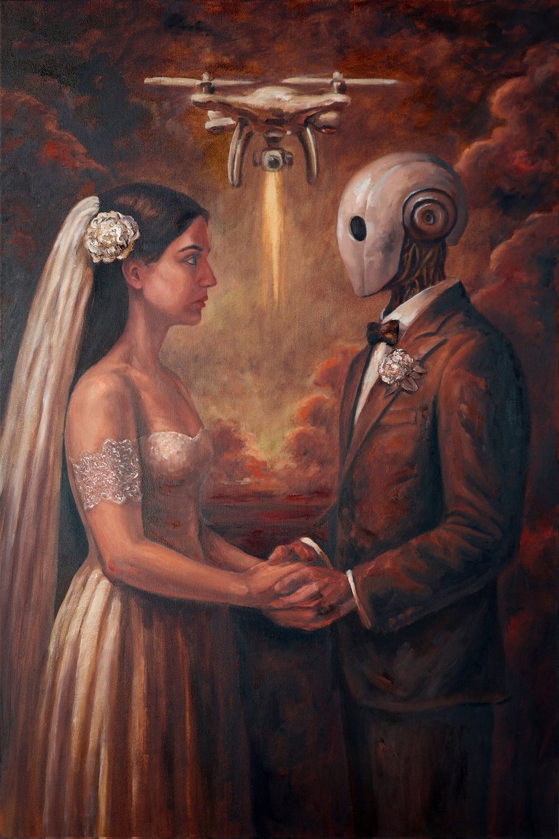 Worked a bit more today on 'Matrimony: Consent Logged'. 

Part of my #7Sacramemes series, which will debut at the #EXPOS3D exhibition in October with some very interesting tech additions. Getting more and more excited about this show!