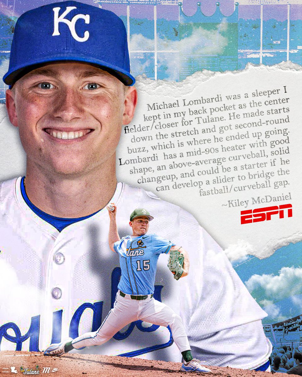 GreenWaveBSB's tweet image. ESPN's @kileymcd called Michael Lombardi his Kansas City Royals ๐๐ก๐๐๐ฅ๐๐ง ๐ฉ๐ค ๐๐๐ฉ๐๐.
#RollWave ๐โพ๏ธ | #ProWave