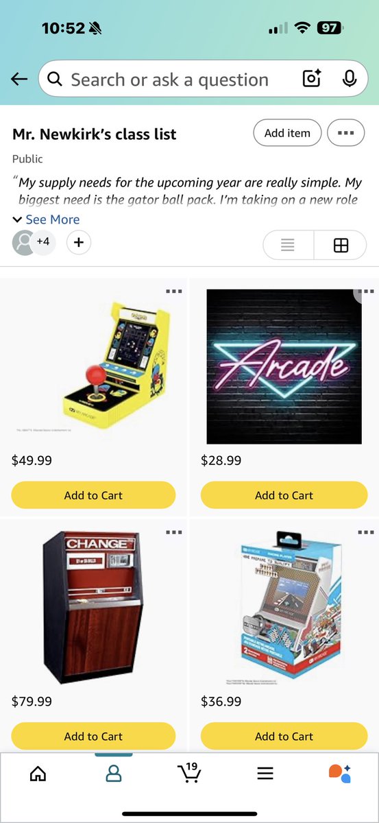 Modeltrainfan74's tweet image. Hello everyone. Attached is my #clearthelist2025 #ClearTheLists2025 link for this year. Most everything on my list is to establish an 80’s theme game area for stress relief. The other pic is my current classroom (big shelf to the left to hold the table top games/neon sign).…