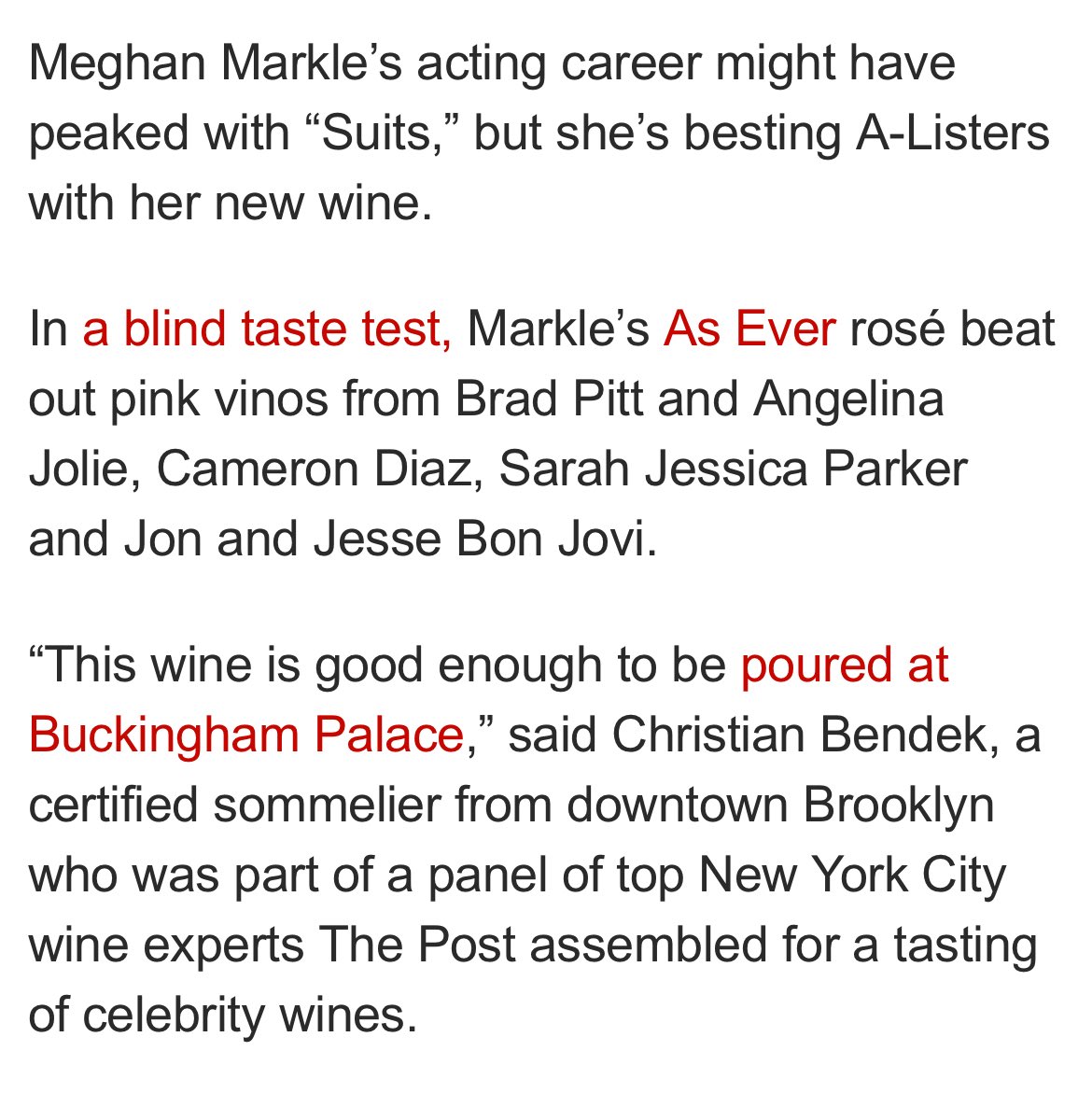 AsterUnfiltered's tweet image. Meghan Markle released a rosé wine and it somehow won a blind tasting against other celebrity wines. But here’s the bizarre part the sommeliers completely ignored the official description of her wine.
As Ever is marketed as a delicately balanced, Provençal-style rosé with soft…