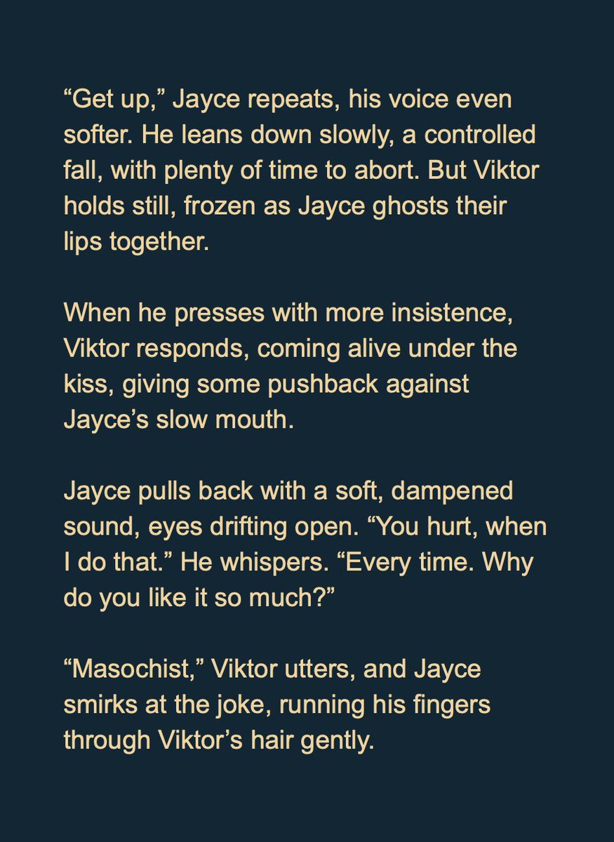 yoongisleeves's tweet image. MAJOR ARCANA CH. 4/8
Jayce finds Viktor in a tragic state. He tries to help.
🌘 Modern with Magic
🌘 Fae!Viktor
🌘Tarot magic
🌘 Slice of life
✍️Collab with @NovFic
🔗archiveofourown.org/works/67186777…