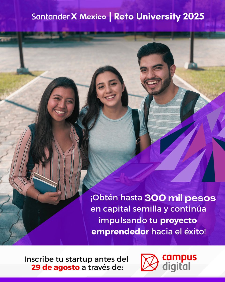 LaUASLP's tweet image. 🚀¡Ya está aquí el evento que reta a los emprendedores universitarios!

🎯 Participa en la siguiente convocatoria y continúa impulsando tu idea de emprendimiento.
👉 Inscríbete desde tu app #UASLP Campus Digital 💳
📅Antes del 29 de agosto.