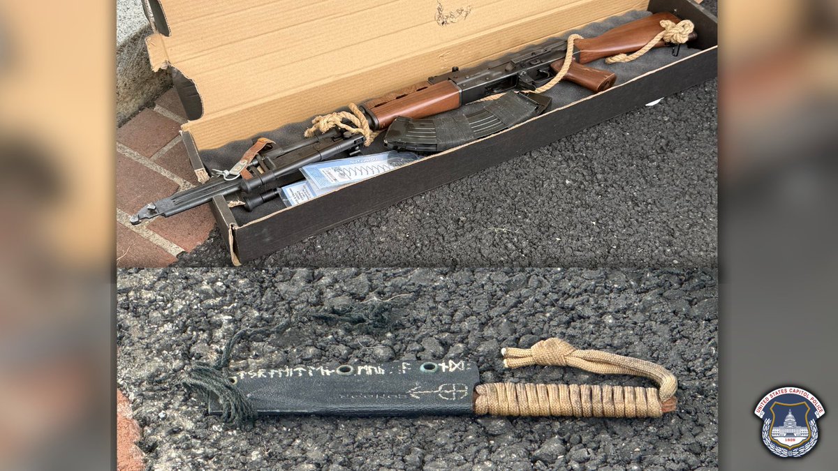 CapitolPolice's tweet image. This morning our officers spotted something unusual, which led them to make an arrest and recover guns, knives, a bow & arrow, and more from a suspicious vehicle.
You can learn more about the arrest here: bit.ly/4lDEgI2