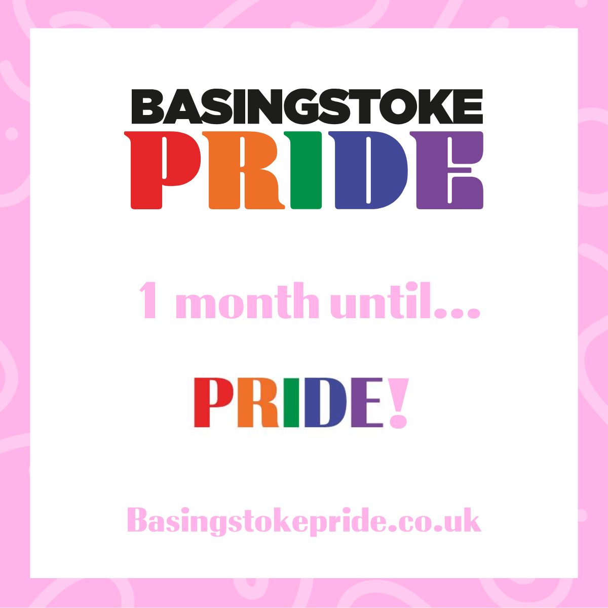 It's officially 1 month to go until our Basingstoke Pride &amp; Parade event! 🏳️‍🌈

Details for the main event are:
🗓️ Saturday 16th August
📍 Basingstoke Amphitheatre
⏰ 11am - 4pm

(Separate parade info will be released soon!📷)

#BasingstokePride #Pride2025