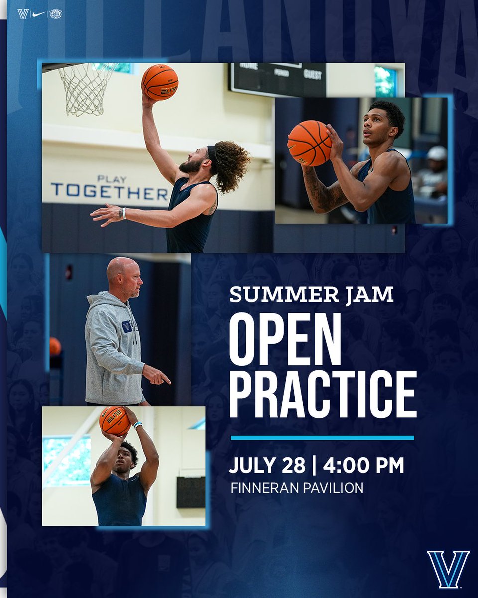 NovaMBB's tweet image. Join us on July 28th at 4pm for Summer Jam Open Practice! 🏀
Get a first look at the 2025-26 Wildcats and enjoy a post practice autograph session presented by @friendsofnova!
Details: bit.ly/3IN6Vvq
Tickets: bit.ly/3UguUFP
#GoNova