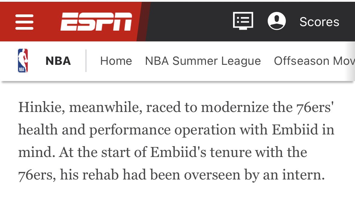 aidan_34_powers's tweet image. The Joel Embiid article was incredible journalism
But also provided THEE MOST Sixers moment of all time
They drafted Embiid third overall, considered him a franchise cornerstone and a generational talent…and then left his rehab process up to an intern