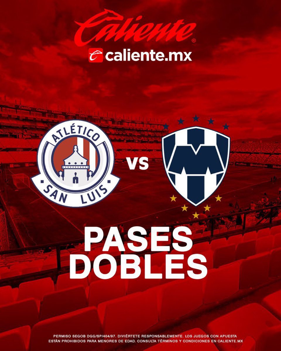 🚨#GIVEAWAY POTOSINO🚨

¡TE REGALAMOS BOLETOS PARA EL #ADSL vs #Rayados! 🎫 
 
1️⃣ Sigue a <a href="/calientesports/">Caliente Sports</a> y a mí 📲
2️⃣ Dale 🔁 y ❤️
3️⃣ Menciona que jugador anotará en el partido y utiliza el  hashtag #MásAcciónMásDiversión 🔥

🎫 ¡Se regalará  UN PASE DOBLE!
