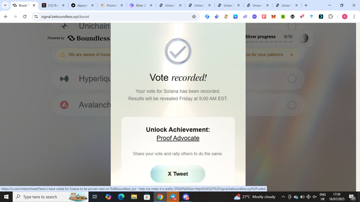 altbright_'s tweet image. Stay Boundless. Limitless.

Boundless Mainnet Beta Went Live Yesterday ! 

Completing The Tasks Earns You A $ZKC Presale WL &amp;amp; Token Bonus. 

- head to: signal.beboundless.xyz/rewards
- ⁠connect your evm
- ⁠connect x and discord 
- ⁠complete available bronze tier tasks and level up…