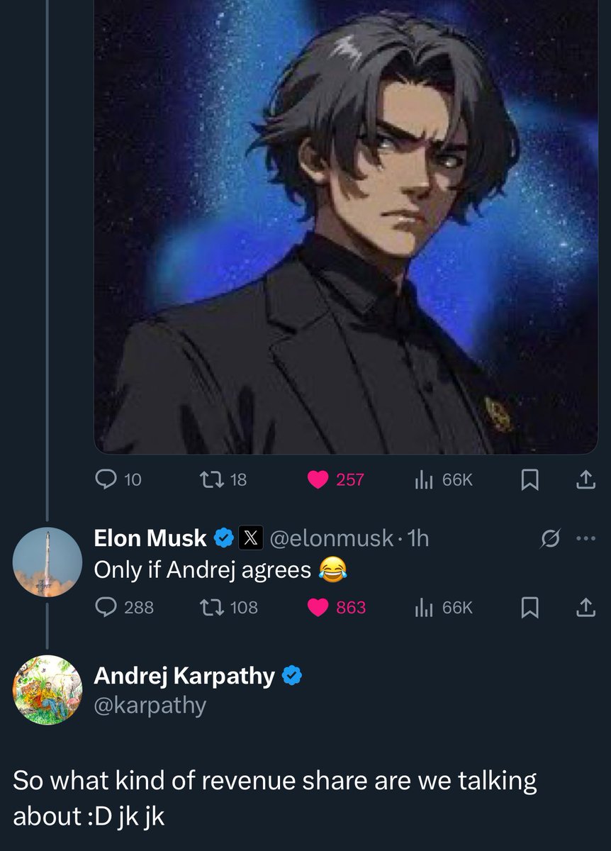 Yuchenj_UW's tweet image. I will pay $3000 a month if the male Grok companion is named Andrej and speaks with his voice.