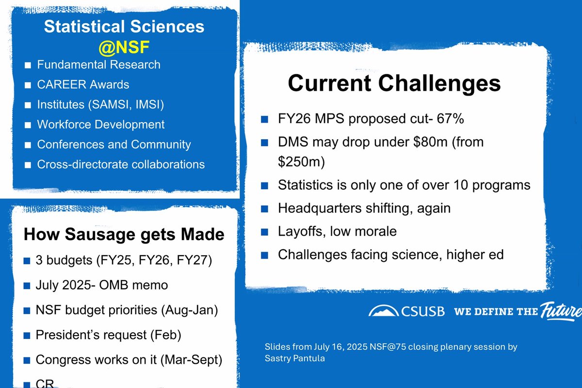 What can we do 💁‍♀️ <a href="/NSF/">U.S. National Science Foundation</a> nurture #statistics future amid current challenges?

#instats closing keynote Past ASA President <a href="/sas3pantula/">Sastry G. Pantula</a> 
👑proposals, impact, reviews
✔️advocacy via prof assoc
📱ams.org/government/get…
 ➕optimism/resilience "a beautiful thing may emerge after chaos"