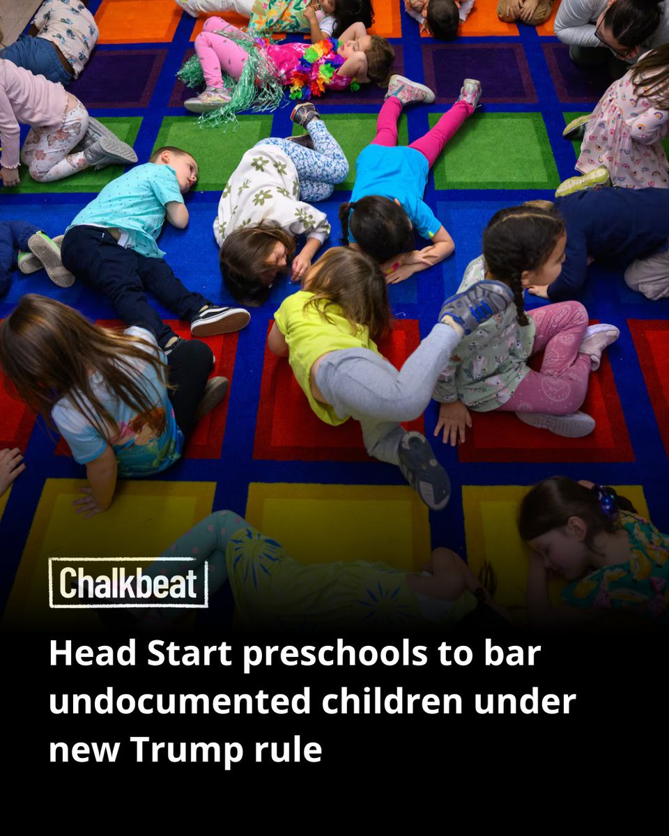 CTULocal1's tweet image. 🚨 Trump banned undocumented children from Head Start preschool.
“This decision undermines the fundamental commitment that the country has made to children...” — Yasmina Vinci, National Head Start Association
chalkbeat.org/2025/07/10/no-…