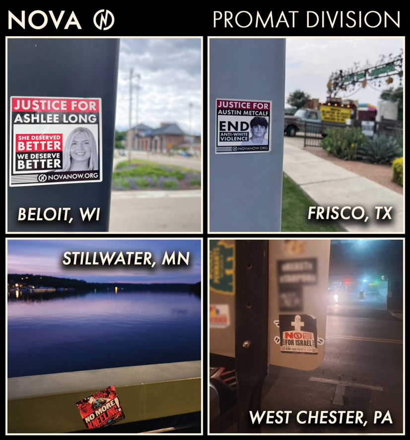 NOVANOWUSA's tweet image. NOVA activists continue to advocate for victims of anti-White crime and for the pro-White cause in places such as Beloit, WI, Frisco, TX, Stillwater, MN and West Chester, PA. Our people won’t find justice until we abandon rugged individualism and become a collective to advocate…
