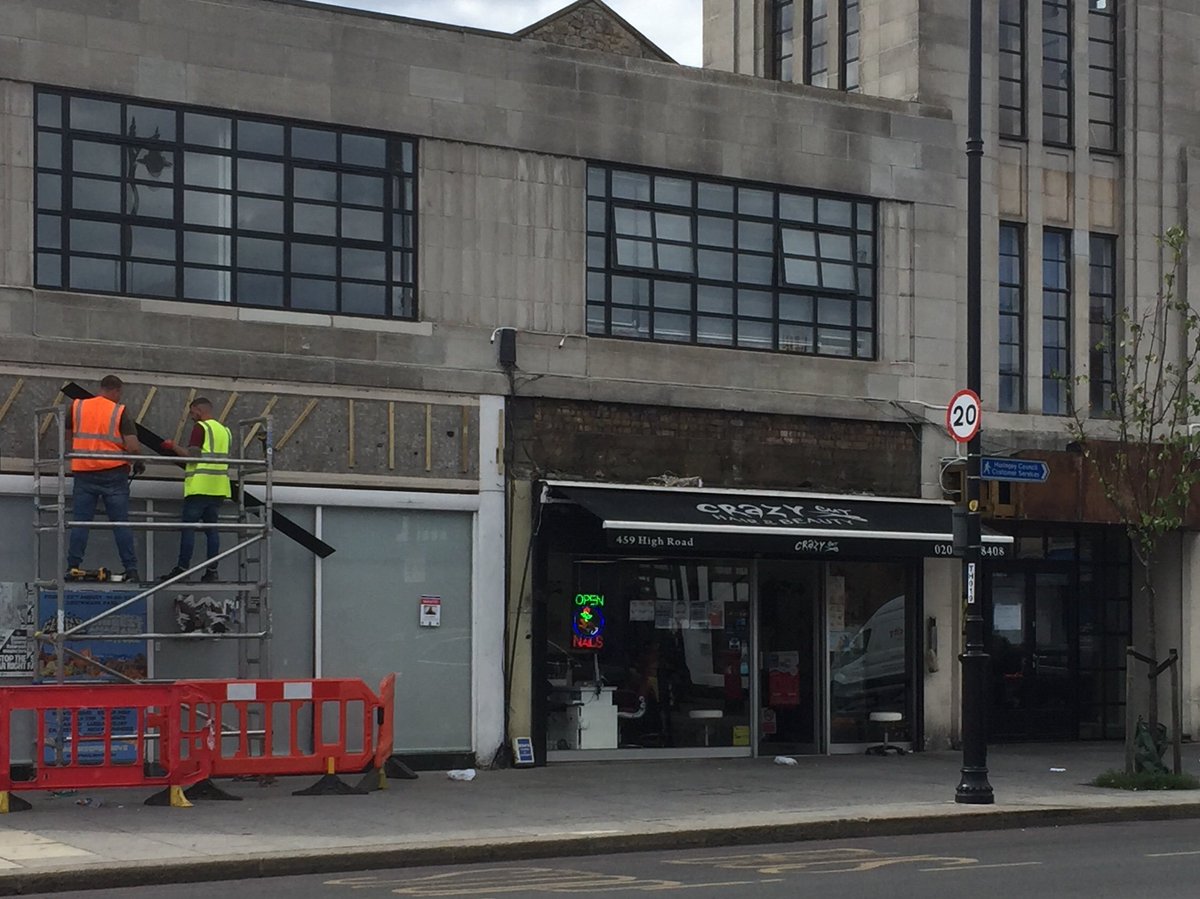 <a href="/Our_Tottenham/">Our Tottenham</a> 16th July 2025 work to the exterior of the ground level shop units of St Mark's Methodist Church on Tottenham High Road N17. The hairdressing salon sign is being replaced, and the church entrance must be having an upgrade too.