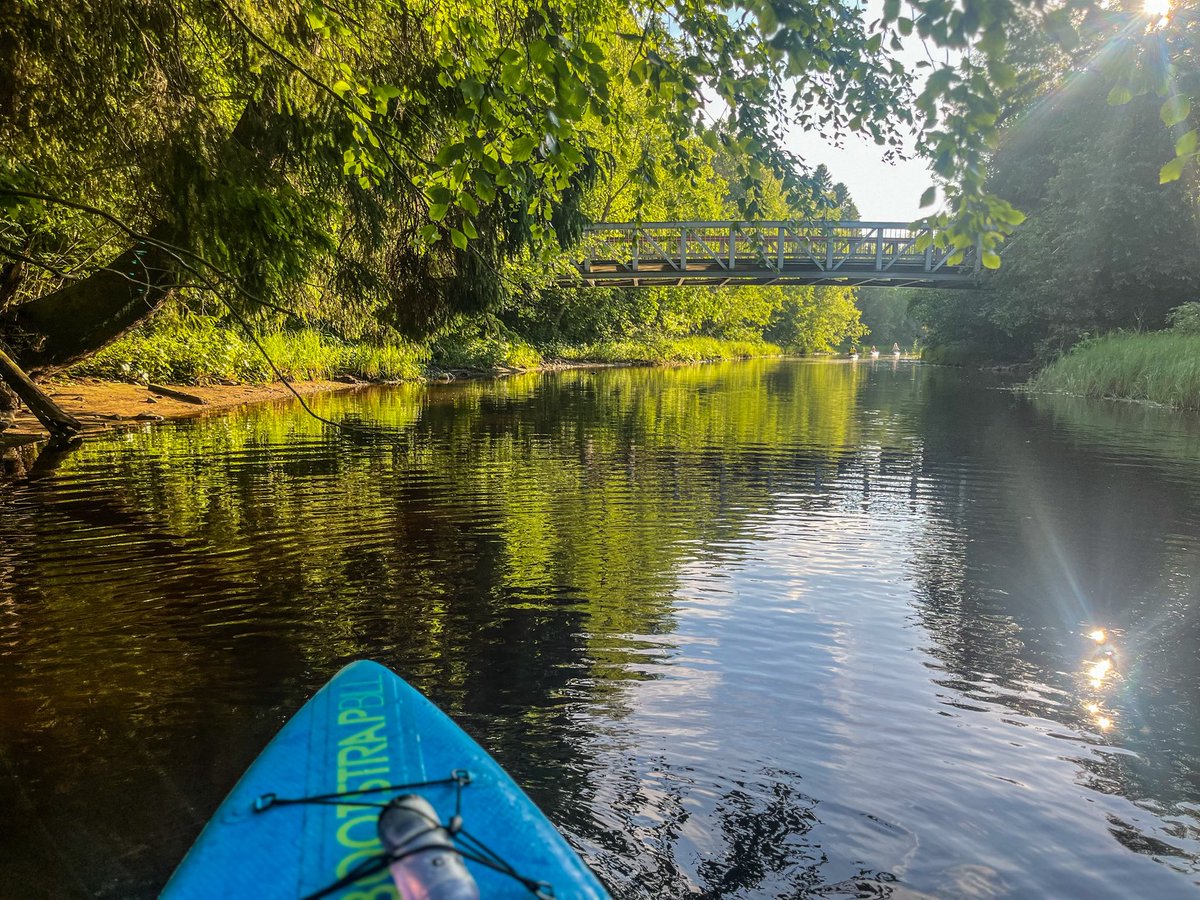 Ainakin kerran kesässä. Mustasalmi suppaillen. Erityisen hienoa on salmen reunoilta kurottelevat puut. Oulun Hietasaari 🏄🏻‍♀️