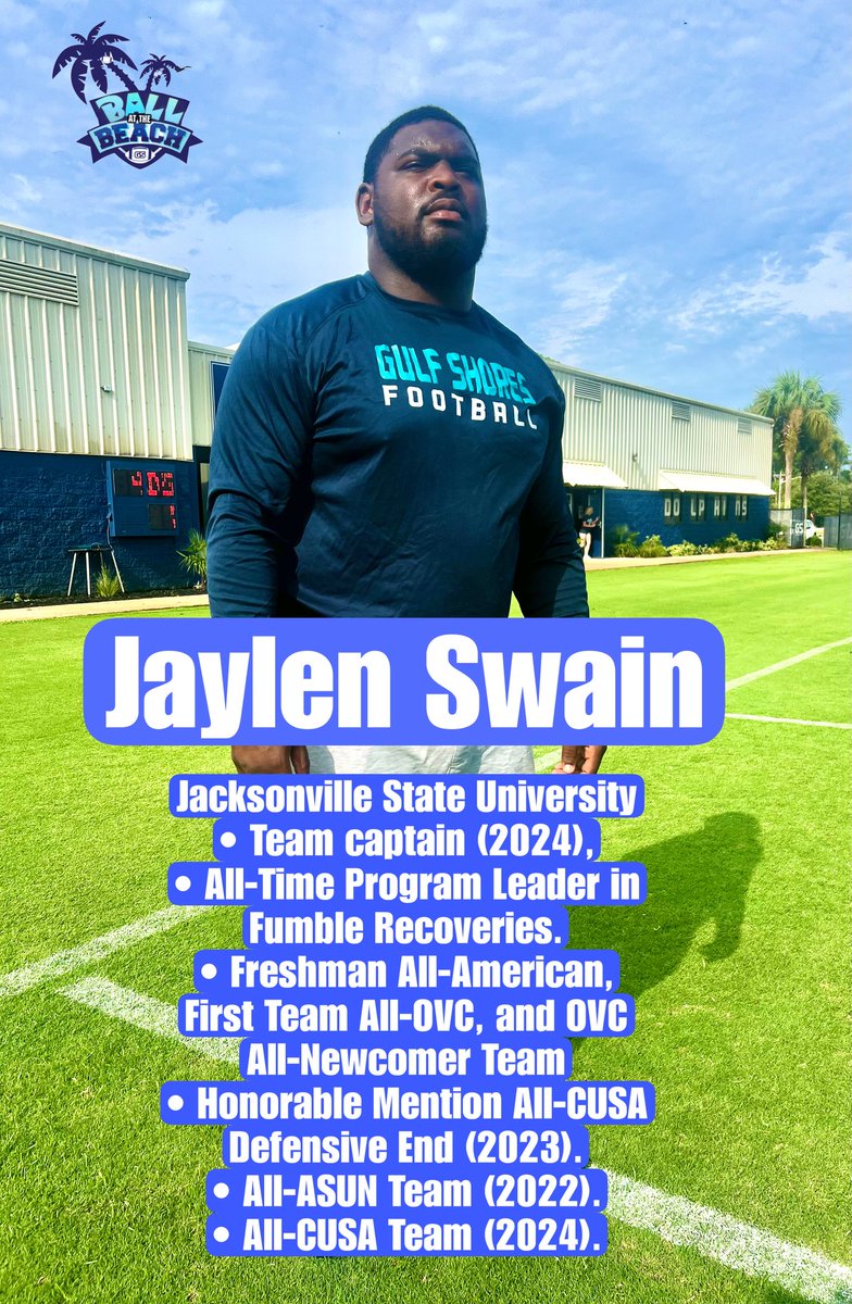 Gulf Shores High School Football (@gshsdolphins) on Twitter photo Welcome new Gulf Shores LB coach - Jaylen Swain‼️
Coach Swain was a 5 year starter at Jacksonville State and was on the Dean’s List academically for all of those
5 years‼️
Jaylen #BallsAtTheBeach🏖️
<a href="/JaxStateFB/">Jax State Football</a> Welcome new Gulf Shores LB coach - Jaylen Swain‼️
Coach Swain was a 5 year starter at Jacksonville State and was on the Dean’s List academically for all of those
5 years‼️
Jaylen #BallsAtTheBeach🏖️
<a href="/JaxStateFB/">Jax State Football</a>