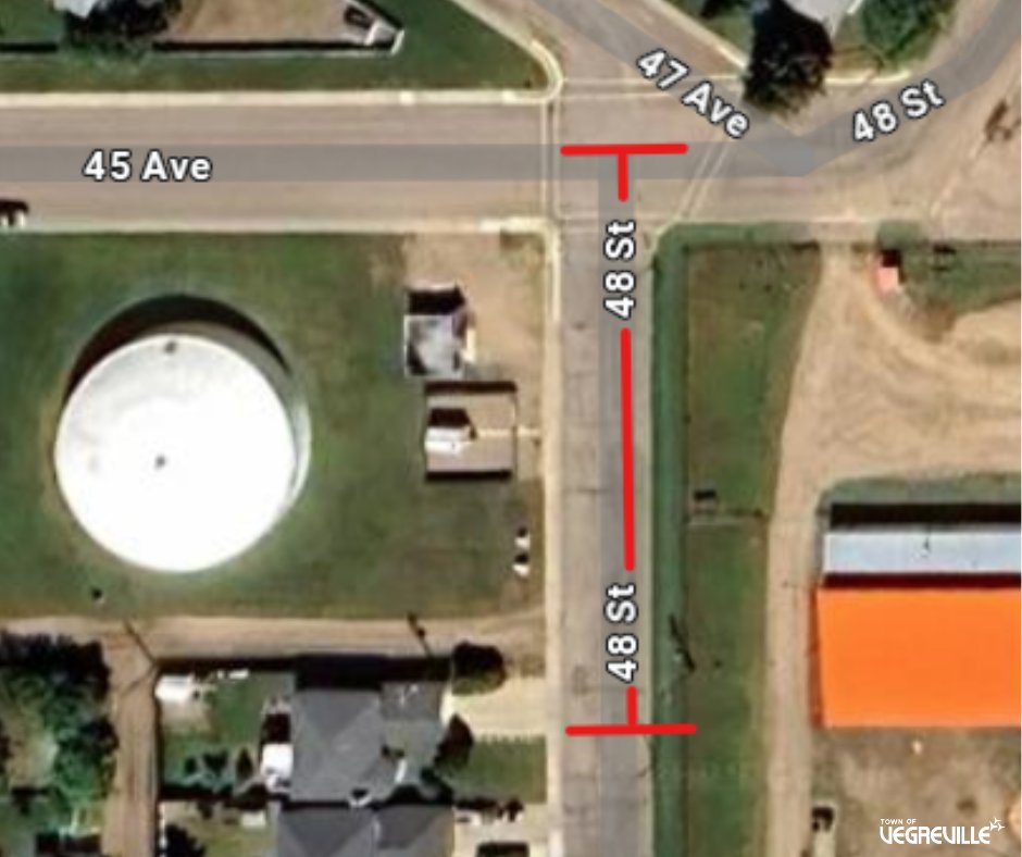 .
🚧 𝐑𝐎𝐀𝐃 𝐂𝐋𝐎𝐒𝐔𝐑𝐄 𝐍𝐎𝐓𝐈𝐂𝐄

Please be advised that 48 Street, from the 4-way stop at 45 Avenue to the adjacent alley, will be fully closed to all traffic starting at 8:00 AM on Thursday, July 17.

DETAILS: ow.ly/se6n50WqQrl

#Vegreville | #RoomToGrow
