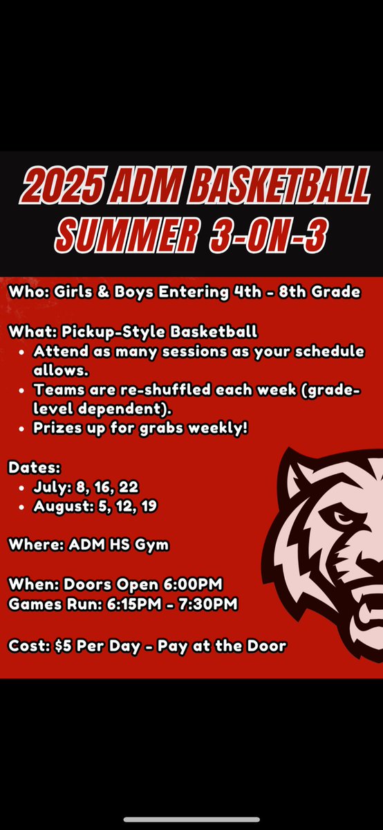 ADM_TIGERHOOPS's tweet image. Night 2 of our 3v3 is tonight at 615! See you there!