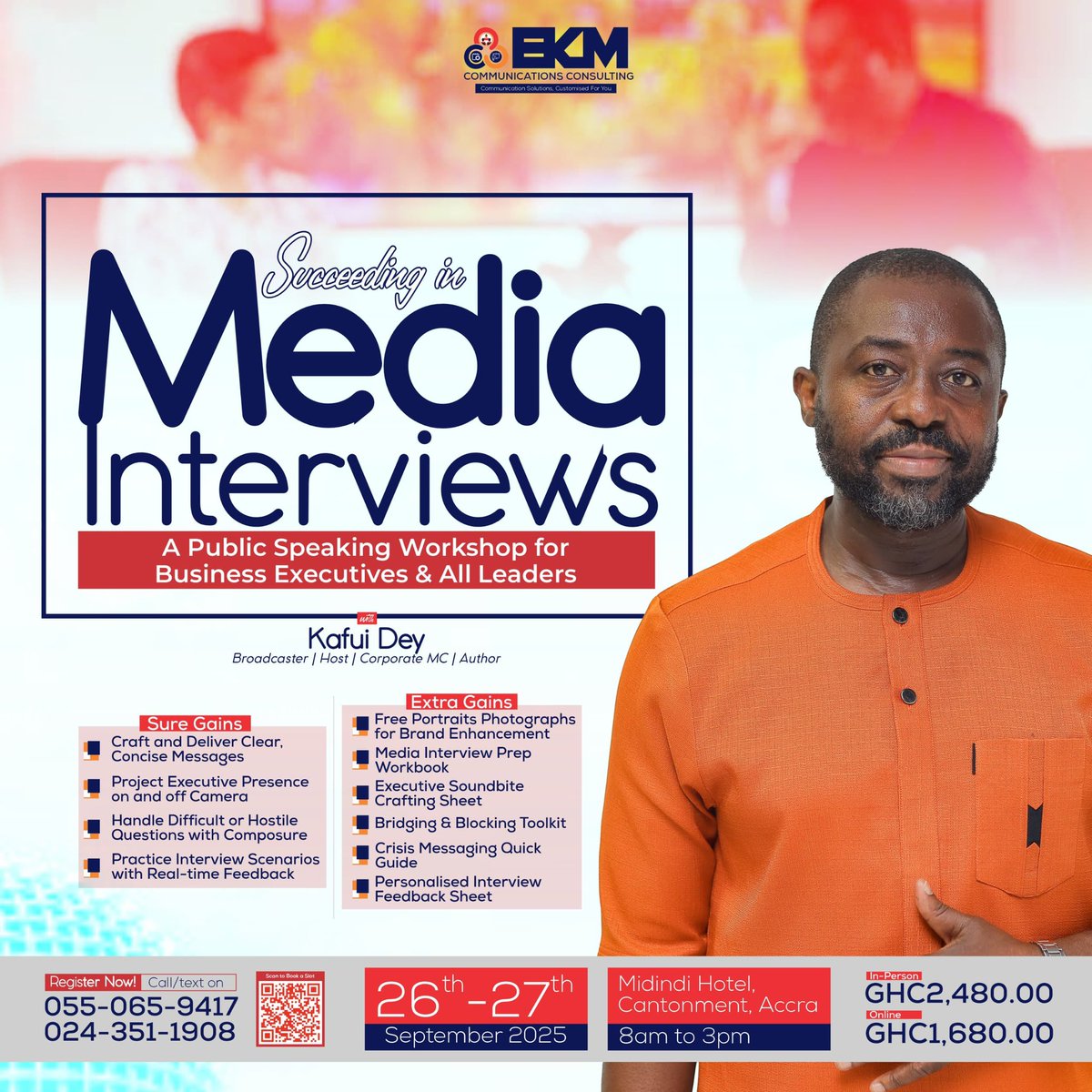 How to succeed at media interviews? 

Check flier for details and join us learn a thing or two. 

Don’t slack. 

#KafuiDeyInterviews