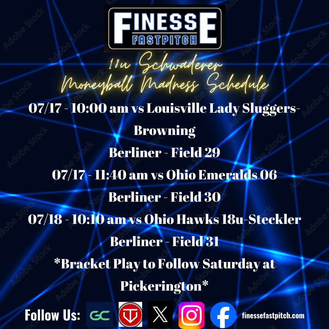 Schedule for our final tournament of the summer!