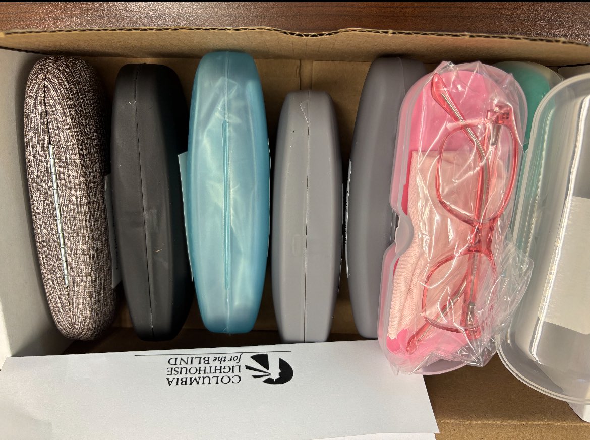 CSL_BelPreElem's tweet image. Columbia Lighthouse for the Blind for dropped off more pairs of prescription glasses for our Panda scholars. Thanks for helping our kiddos “see” their future. @ColumbiaLight @BelPrePandas @CSMCPS_Leader @LearnerDSLI @MCPS @CSconnect_MCPS @csspecialist77