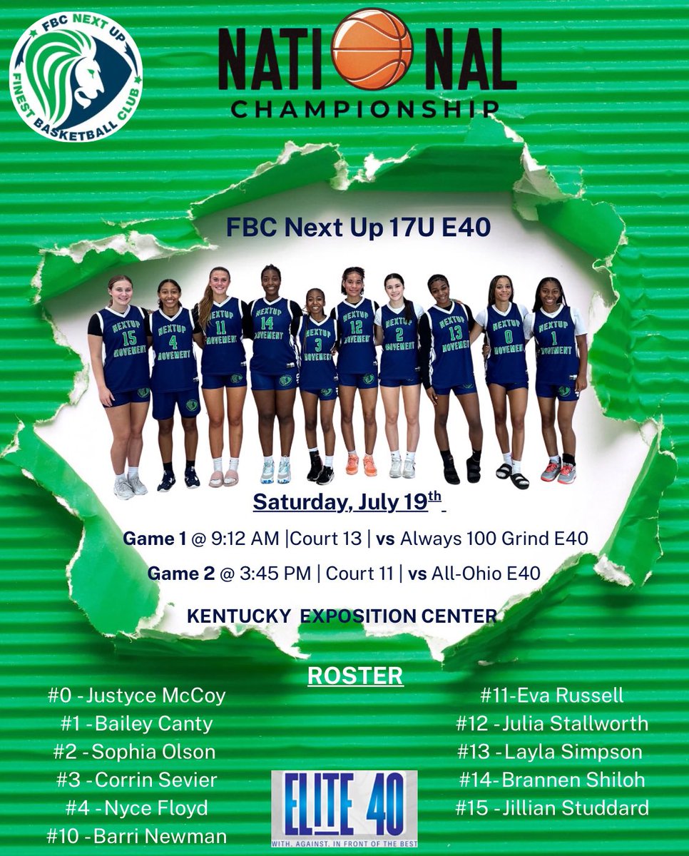 Headed to E40 Nationals in Louisville, KY? There’s ONE last time to come check us out on the E40 Circuit! You won’t be disappointed! <a href="/FBCNextUp/">FBC NextUp S40</a> <a href="/RedElephant_WBB/">Gainesville WBB</a> <a href="/Gainesrecruitsb/">Gainesville Lady Elephant Basketball Recruiting</a>