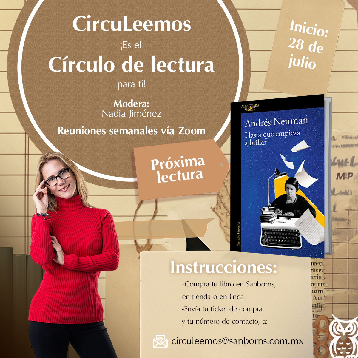 solosanborns's tweet photo. Participa en nuestro próximo club de lectura virtual #CIRCULEEMOS y acompáñanos a descubrir Hasta que empieza a brillar de Andrés Neuman: https://t.co/EcGnRgYHFx 📚 

👇 Inscríbete siguiendo los dos sencillos pasos. 👇

📆 La lectura comienza el 28 de julio, con sesiones semanales moderadas por Nadia Jiménez.

¡Te esperamos!