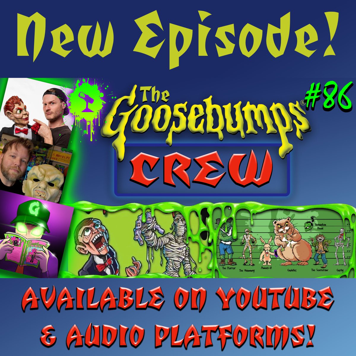 GBCrewPodcast's tweet image. It’s Wednesday, and that means a new Goosebumps Crew is now available to watch and listen! This week, we go through the many Goosebumps monsters that had their time to shine as mascots of the Goosebumps brand and merch, and do our ranking of these creatures based on whether they…