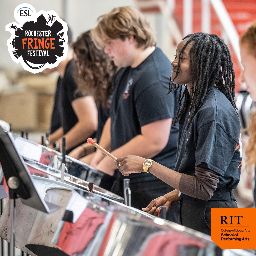 Experience RIT Performing Arts at the Rochester Fringe Festival!
Join us for FREE performances on Saturday, September 20 at @thelittletheatre:
2:45-3:45pm: Tiger Steel Steelband Ensemble
5:30-6:15pm: RITPO Chamber Music Showcase
Full details and more > rit.edu/gcr/fringefest