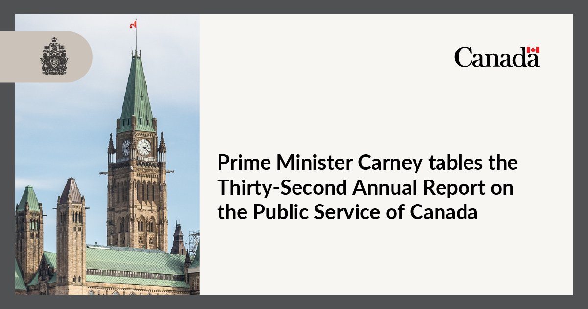 CanadianPM's tweet image. Today, Prime Minister Mark Carney tabled the Thirty-Second Annual Report on the Public Service of Canada in Parliament. Read the full report: ow.ly/MgFW50WqHP5