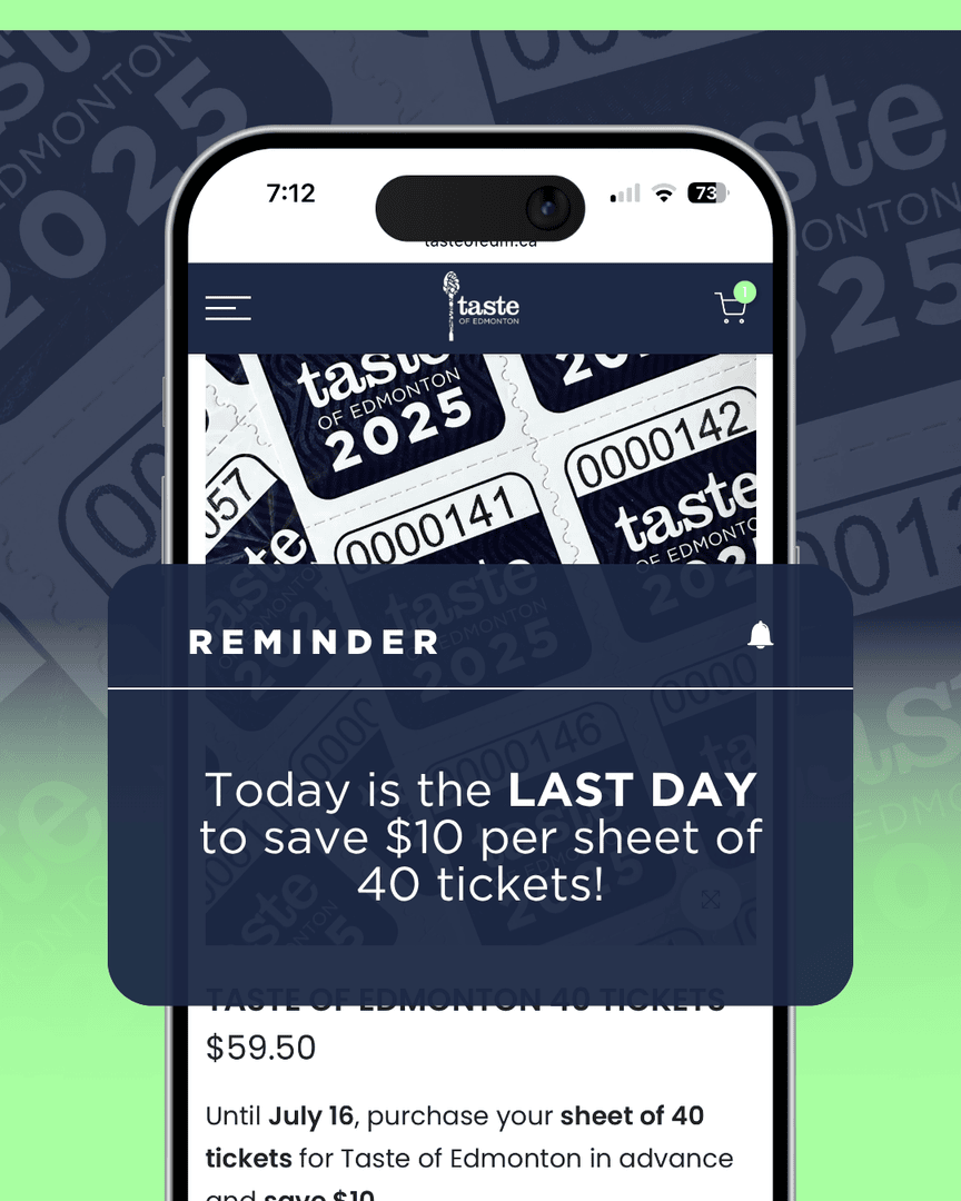 TasteOfEdm's tweet image. 🚨 REMINDER: Today is the LAST DAY to order online and save $10 per sheet of 40 tickets! 🚨
Visit our website – tasteofedm.ca – to grab your tickets! Taste of Edmonton has not increased the price of a full sheet of tickets since 2018.
#tasteofedm2025