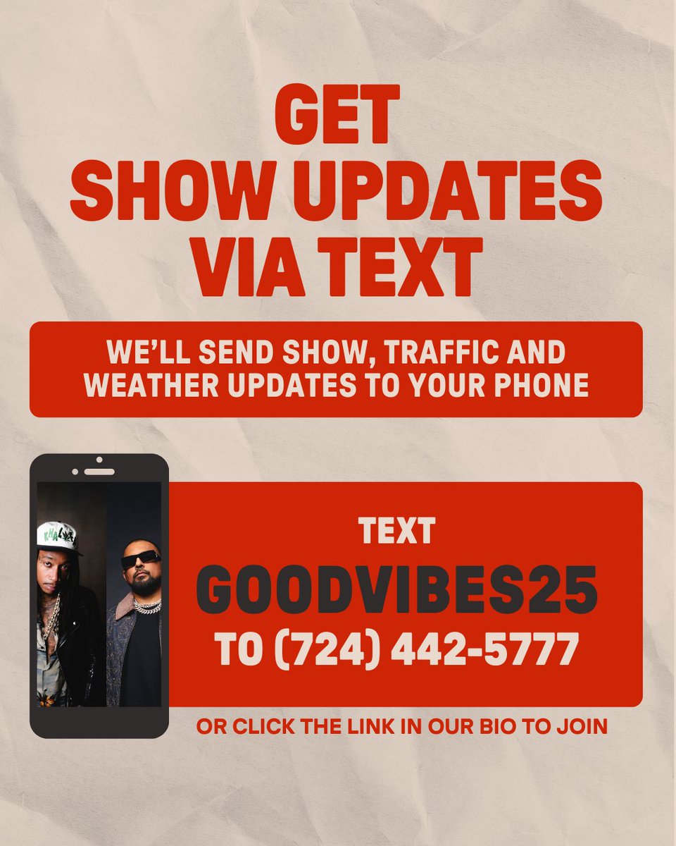 Pav_StarLake's tweet image. 😎SATURDAY 7/19 – Wiz Khalifa & Sean Paul😎
🎟️ livemu.sc/4lAlfpP
⭐Upgrades: livemu.sc/3Ueo83k
📲 Text us! Text GOODVIBES25 to 724-442-5777 and we'll send show updates to your phone
👉 Got questions? bit.ly/3Hu1cKD
See yinz soon!