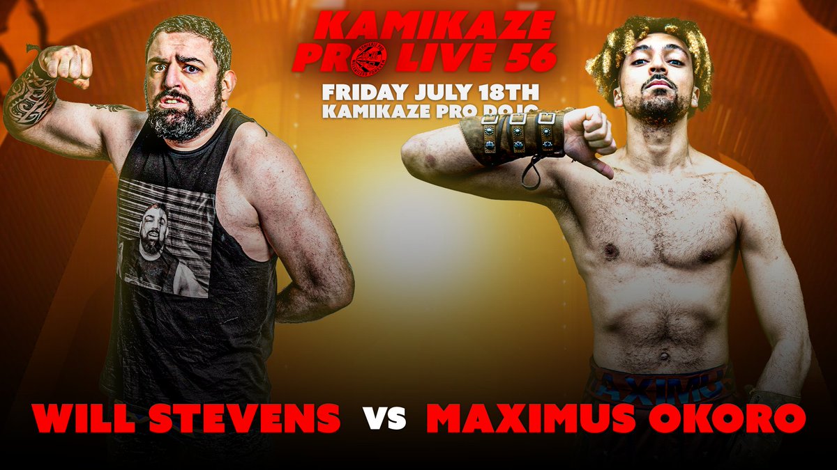Kamikaze Pro (@kamikazeprouk) on Twitter photo This Friday at the Kamikaze Pro Dojo in Birmingham for #KPLive56
<a href="/SawbonesStevens/">Will Stevens</a> vs Maximus Okoro
Tickets:
ringsideworld.co.uk/events.php?id=โฆ This Friday at the Kamikaze Pro Dojo in Birmingham for #KPLive56
<a href="/SawbonesStevens/">Will Stevens</a> vs Maximus Okoro
Tickets:
ringsideworld.co.uk/events.php?id=โฆ
