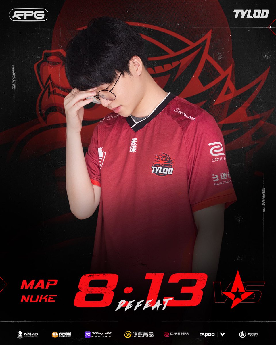 ✨裂变天地 FISSURE Playground 1

✨MAP  NUKE ｜ BO3

✨TYLOO 8:13 Astralis

✨SVP：TYLOO Jamyoung

#TYLOO