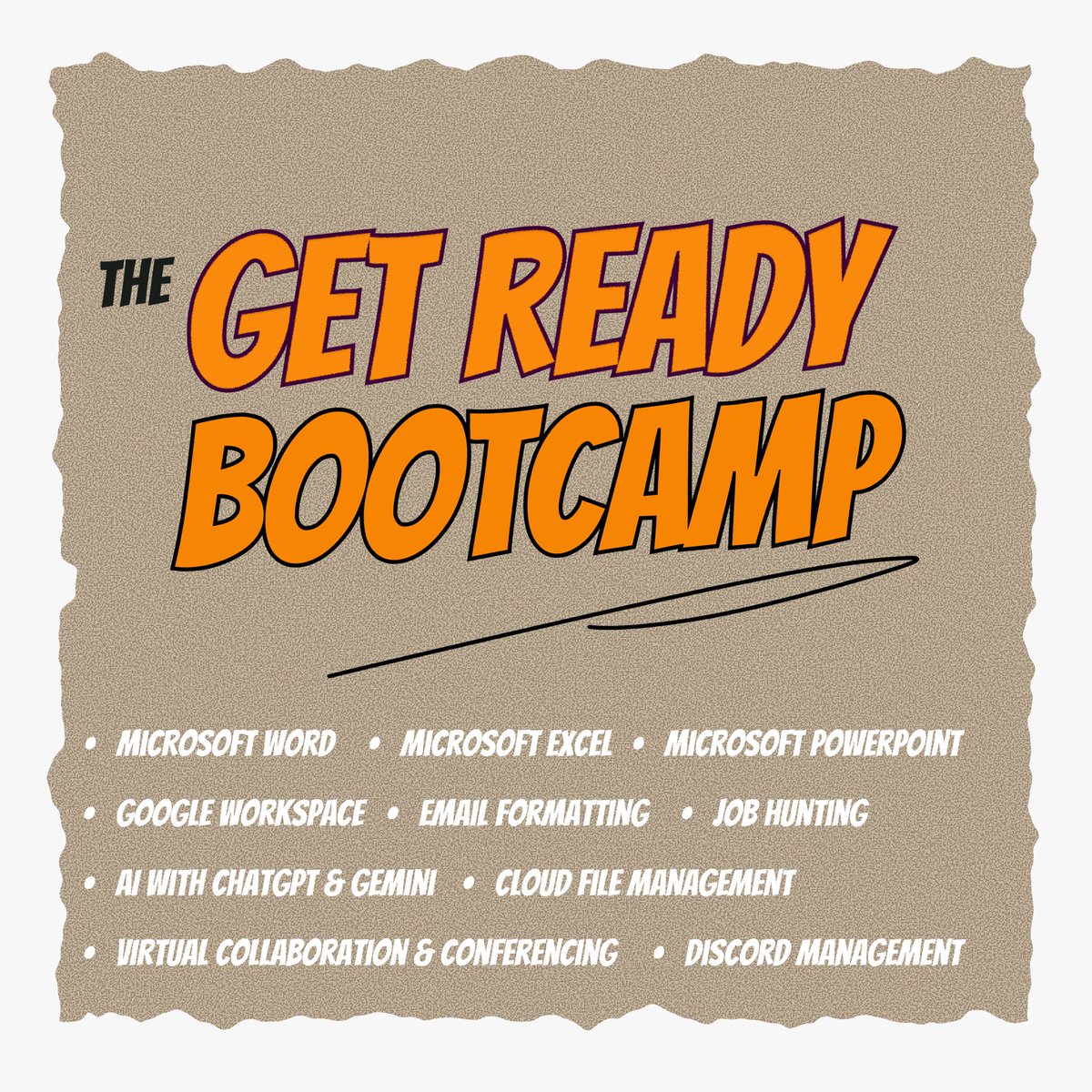 devanddesignhq's tweet image. The Get Ready Bootcamp is here!
Your all-in-one starter kit for real-world digital skills from Microsoft Office to AI, email formatting, job hunting &amp;amp; more, 
even if you’re just starting out.

Stay close. You do not want to miss out on this!.