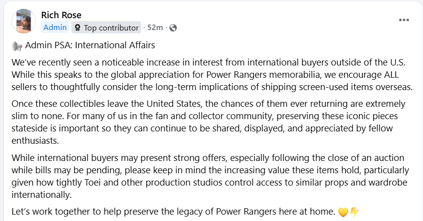 HurricaneGold_'s tweet image. Just saw this post in the PR Auctions FB group and I'm completely appalled by the racism and cultural appropriation displayed here, especially coming from an admin of this group.
And of course they deleted my comment to this post.