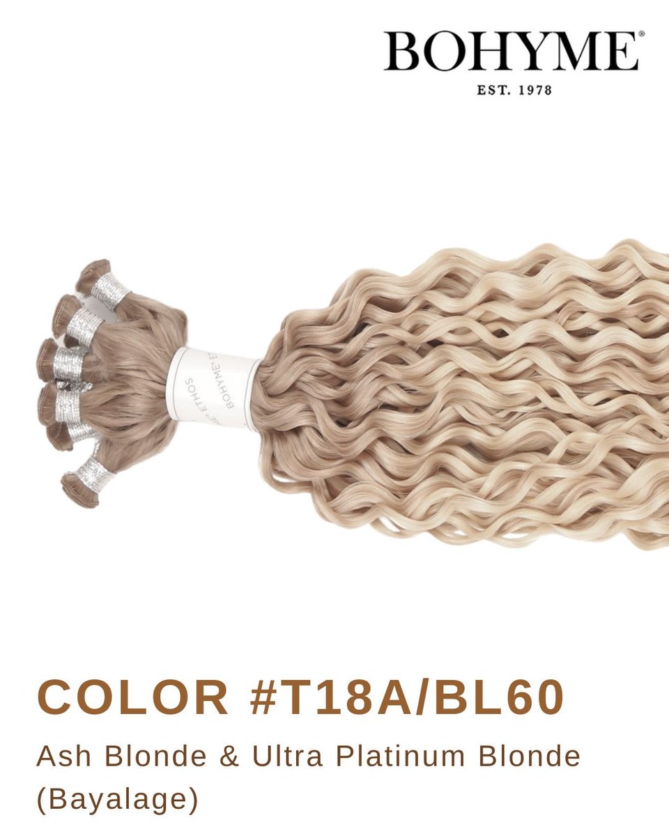 bohyme's tweet photo. Bohyme Hand-tied Blended Curls: Bright, Blended, Lights, &amp; an ash tone for your hair-lovin' soul.⁠
⁠
Colors: BL64, T18/BL60, H18/BL613, H27/BL613, BL18, H10/16, 8A⁠
Lengths: 18" and 22" ⁠
⁠
#Bohyme #hairextensions #hairinspo #hairstyles #haircolor #hairstylist https://t.co/08HUeShw8V
