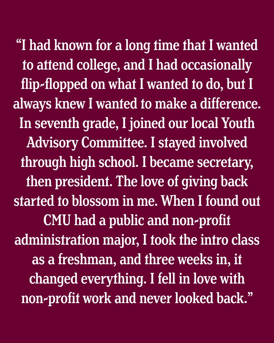 CMUniversity's tweet image. Graduating senior Kaitlin Otteman has learned that through non-profit work, kindness and intentional actions can create meaningful change.