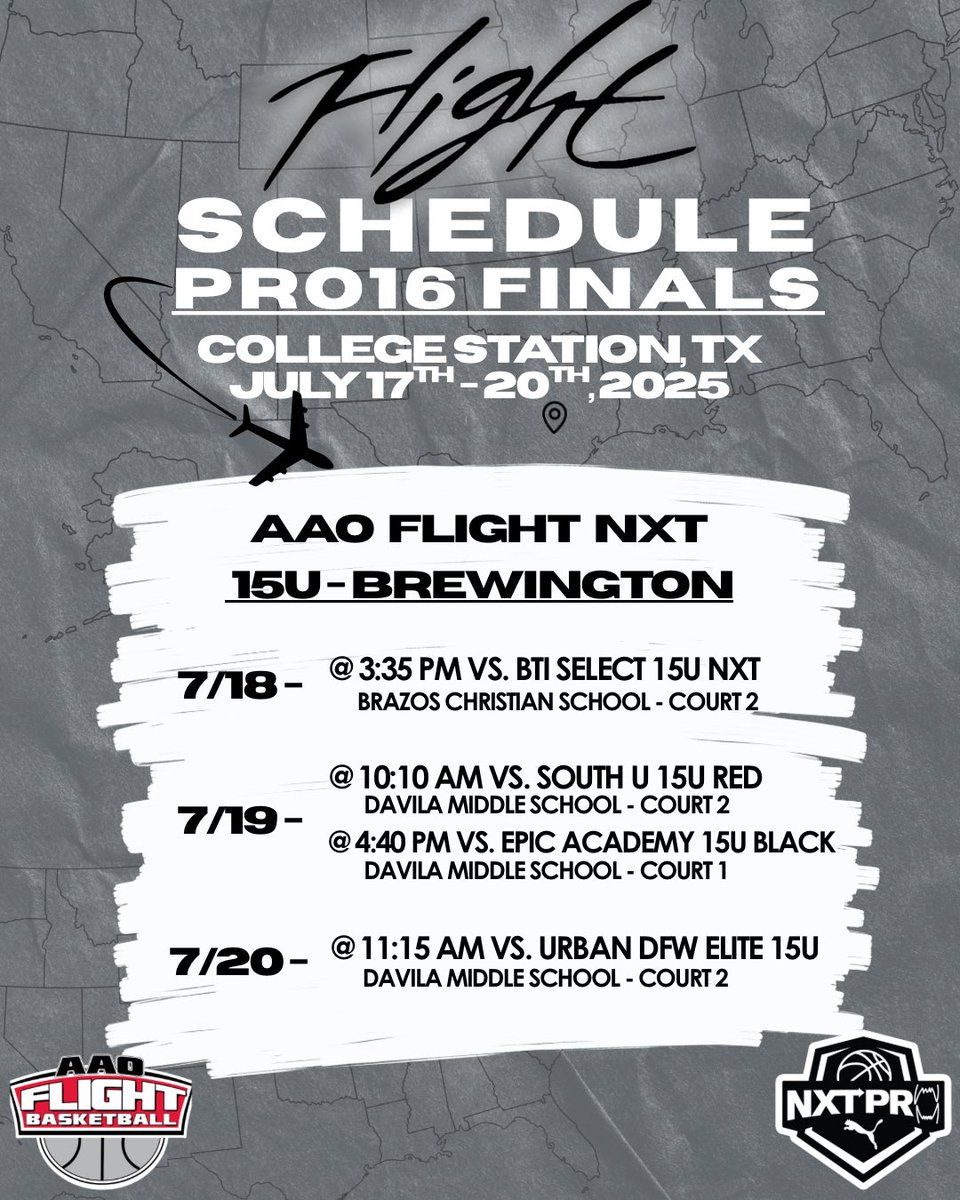 flightaaoNXT's tweet image. Final tune-up before Orlando and the #NXTPRO Finals.
Our 17U group earned their shot on the PRO16 stage — last live weekend to see this squad in action. Let’s finish strong. ✈️🏀
#FlyWithUs