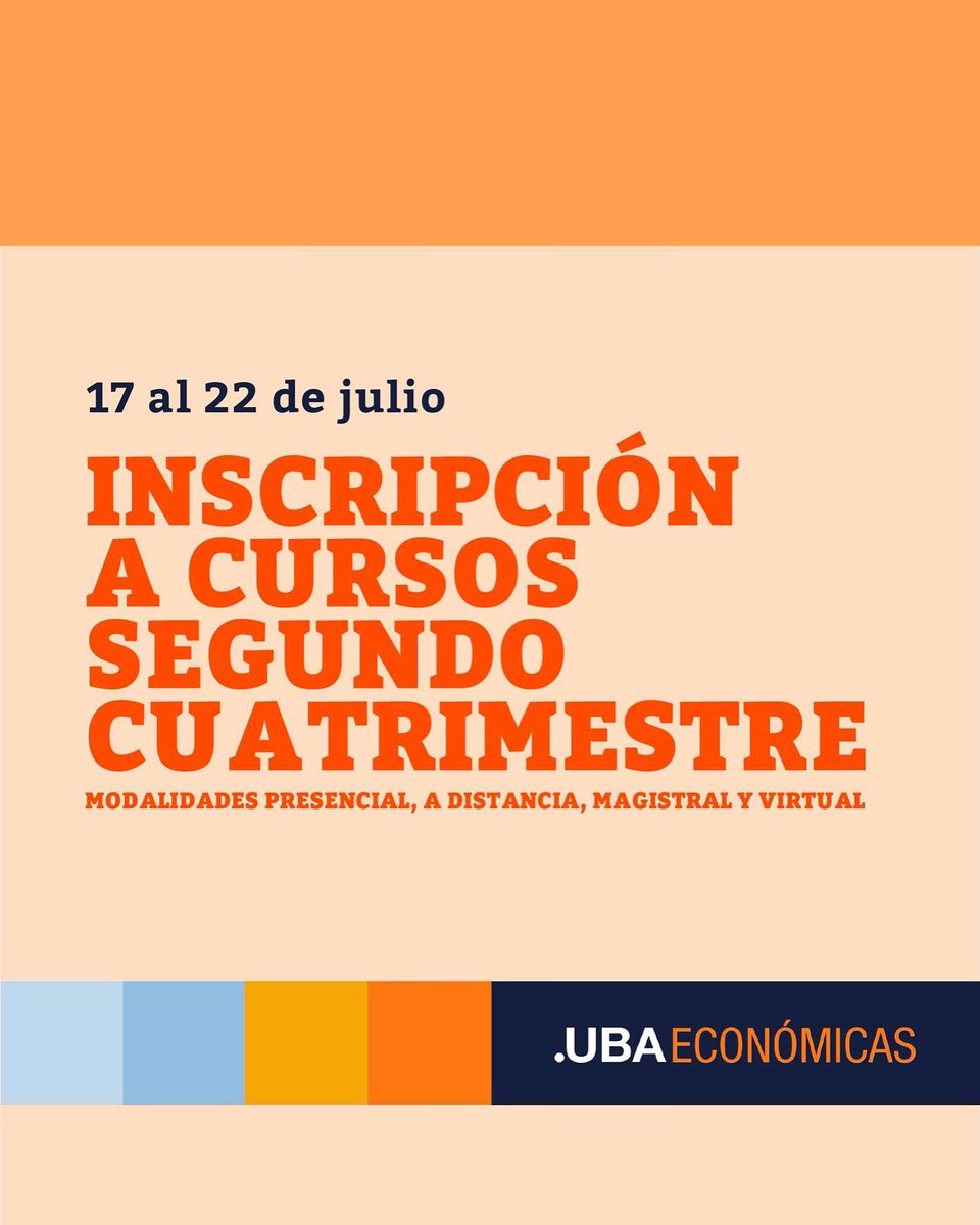 Inscripciones solamente desde mi.econ.uba.ar 

Desde el 17/07 a las 08 hs. hasta el 22/07 a las 20 hs.

Publicación de Resultados:  Jueves 31 de Julio