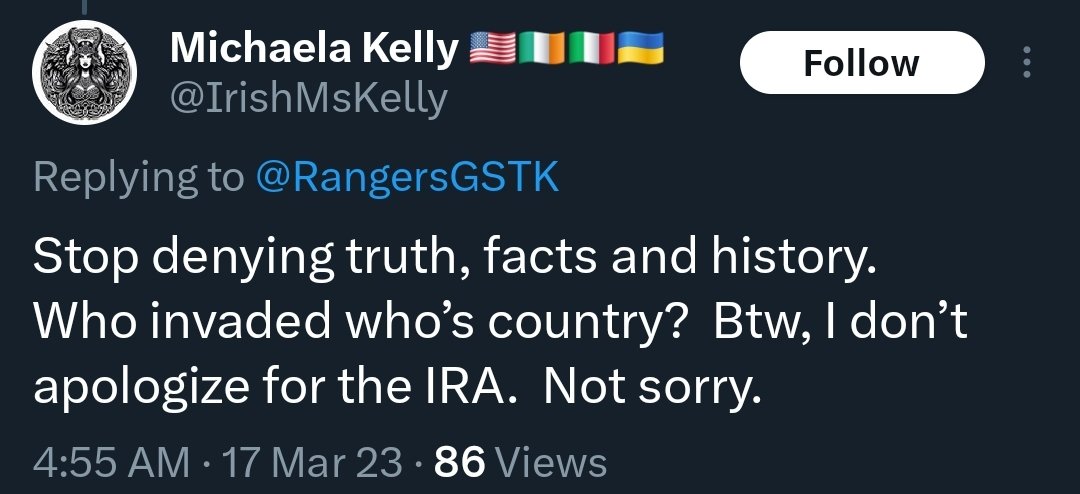 Well, she's a terrorist sympathizer, so...