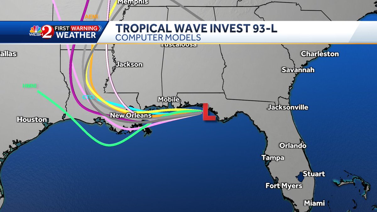 EricBurrisWX's tweet image. Good afternoon- New data shows the center, sloppy as it may be, of #Invest93 moving off the coast, and starting over HOT water. Models give a small window where it could form into a depression or weak storm.

Remember, development or not, rain and flooding will be the main