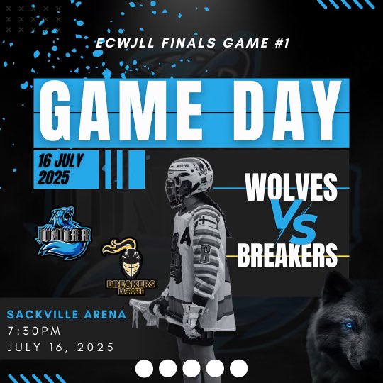 🚨Game Day 🚨Finals kick off tonight in the Den as your Female JrA Wolves take on the Breakers in Game 1. Game time is 7:30PM. <a href="/wolveslacrosse1/">WolvesLacrosse</a>