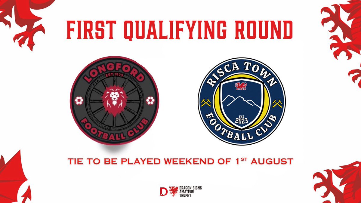 DRAGON SIGNS AMATEUR TROPHY🔵🟡

Tonight’s #FAWAmateurTrophy draw sees us back on the road, this time to newly reformed Neath based side, Longford FC!

Looking forward to this one! 🔥

#BackToBackBusses #UppaTown