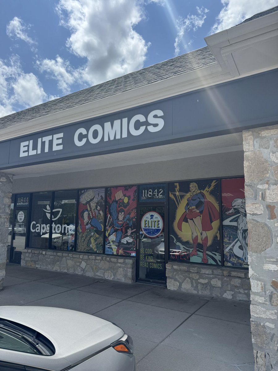 "Be cool.
Be kind.
Read comics."

Where we're spending New Comic Book Day: Elite Comics in Kansas City, KS. Video to follow tomorrow.