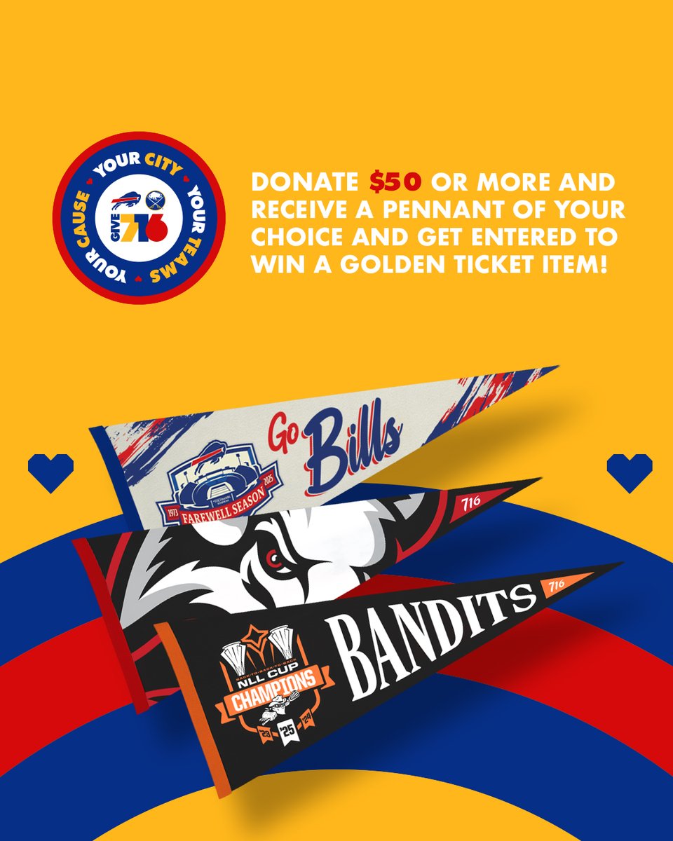 BuffaloSabres's tweet image. Your chance to win a Golden Ticket item starts NOW! 🤩
See full golden ticket list and support Give 716 → bufsabres.co/3UetknV