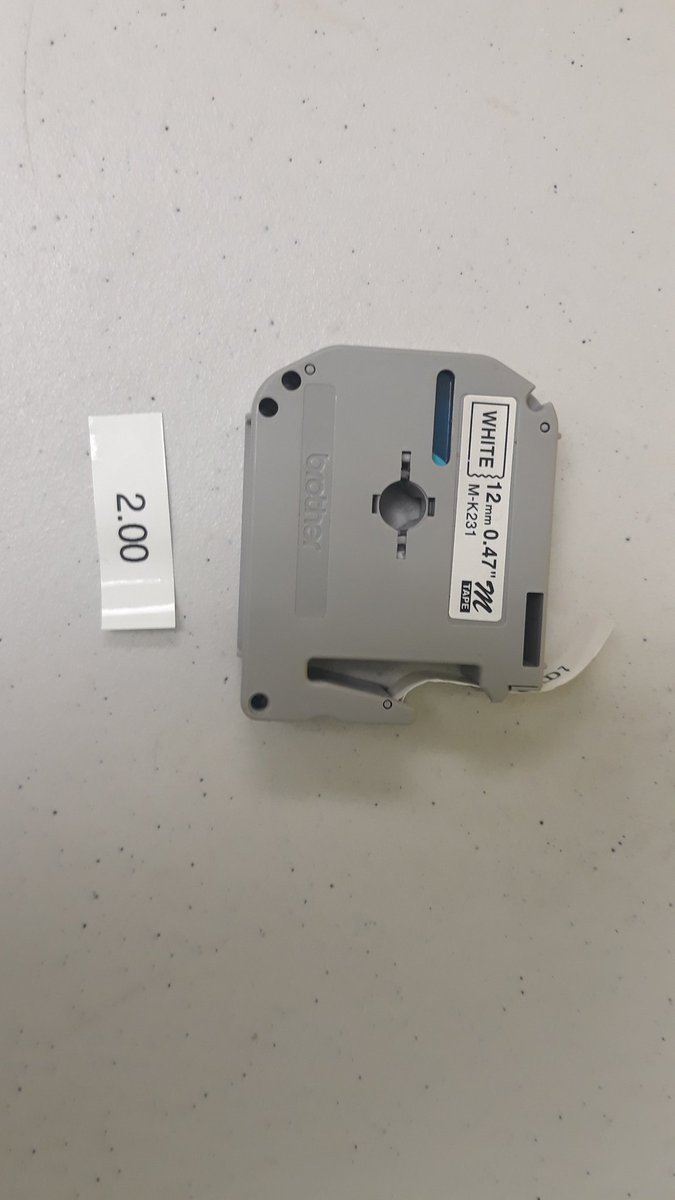 Electrum55's tweet image. On the bright side I helped a guy find tape for an old-ass Brother label printer, it took some work but we found one and it worked in his device AND I GOT TO KEEP THE TEST LABEL! Retail is pretty cool sometimes.