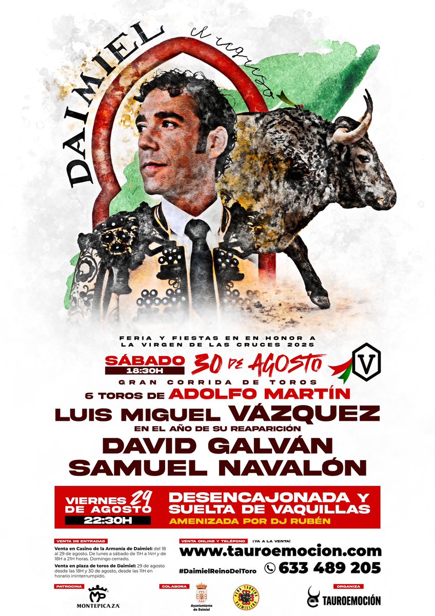 Tauroemoción (@tauroemocion) on Twitter photo ð£ð£ð¥Daimiel, ¡ð¥ððð¡ð¢ ððð ð§ð¢ð¥ð¢! Vuelven los toros de ððð¢ððð¢ ð ðð¥ð§ðÌð¡ a la localidad ciudadrealeña.
ððšððŠ ð ðððšðð ð©ðÌðð€ðšðð, ðððð©ðÌð¡ y ð¡ðð©ððð¢Ìð¡ en el cartel. ðð
ðš ðð¡ð§ð¥ððððŠ ð ðð ð©ðð¡ð§ð: tauroemocion.es ð£ð£ð¥Daimiel, ¡ð¥ððð¡ð¢ ððð ð§ð¢ð¥ð¢! Vuelven los toros de ððð¢ððð¢ ð ðð¥ð§ðÌð¡ a la localidad ciudadrealeña.
ððšððŠ ð ðððšðð ð©ðÌðð€ðšðð, ðððð©ðÌð¡ y ð¡ðð©ððð¢Ìð¡ en el cartel. ðð
ðš ðð¡ð§ð¥ððððŠ ð ðð ð©ðð¡ð§ð: tauroemocion.es