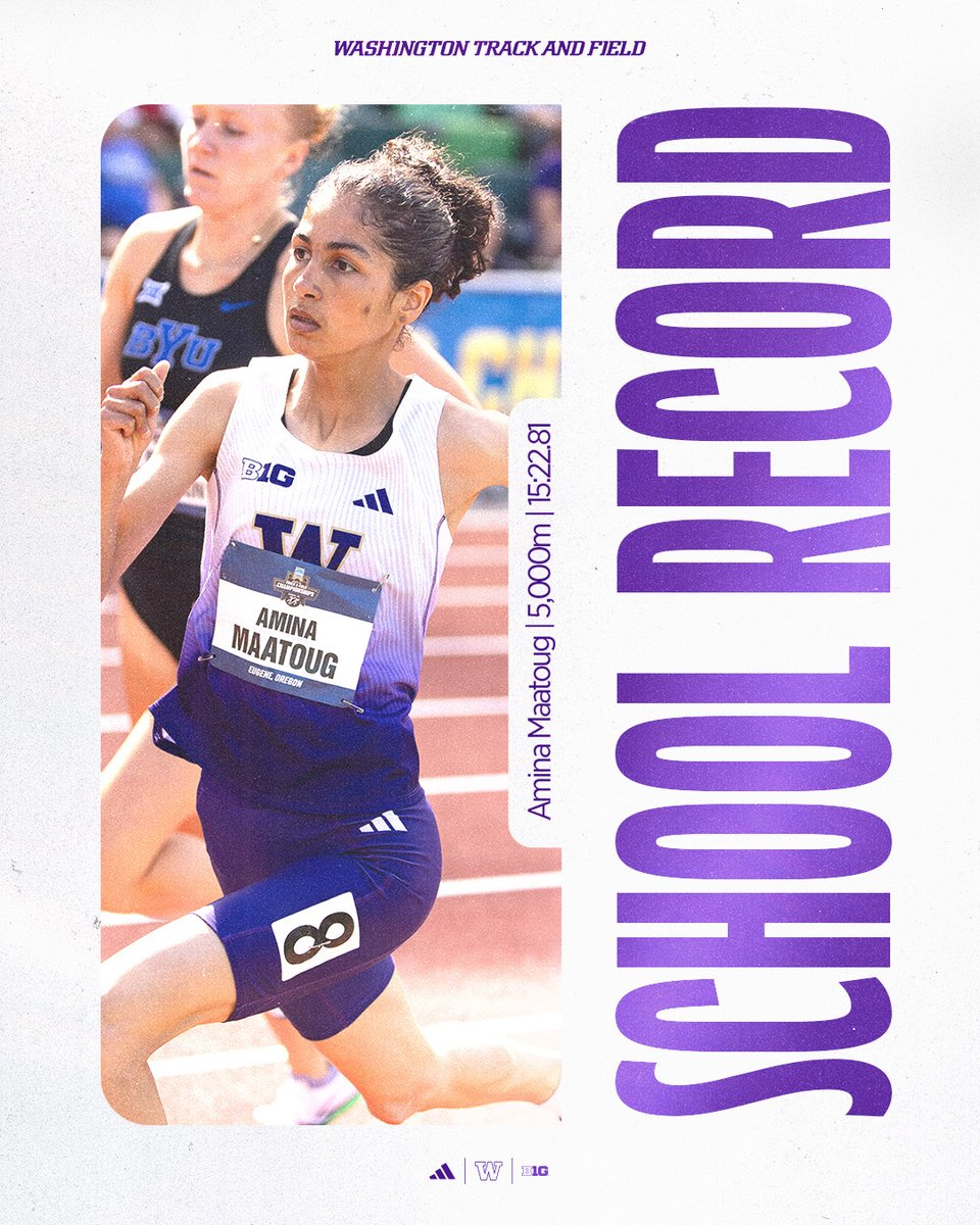 UWTrack's tweet image. Amina Maatoug not done collecting 𝑺𝒄𝒉𝒐𝒐𝒍 𝑹𝒆𝒄𝒐𝒓𝒅𝒔!
⏱️ In Belgium, with Coach Powell looking on and teammate Chloe Foerster pacing, she runs a PR of 15:22.81
Four School Records in just one season as a Dawg for the Dutch star. 💫